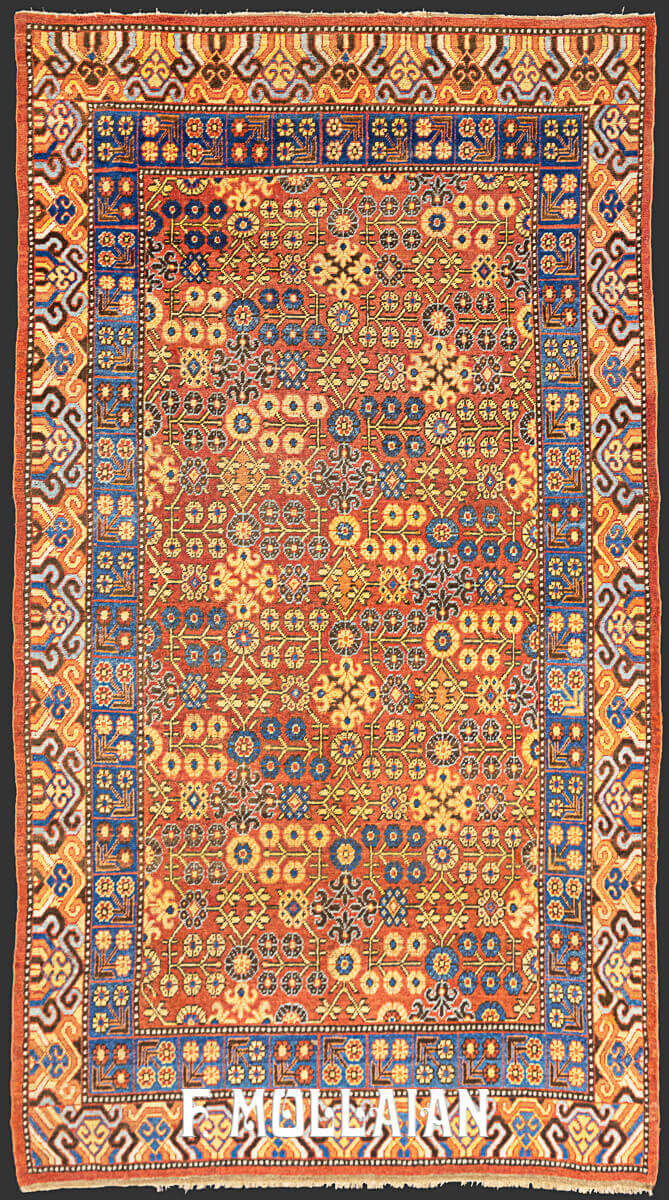 Tapis Khotan Antique Champ Couleur Rouille n°:34459359